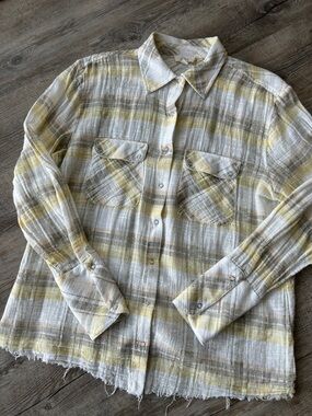 Elan Light Yellow & Gray Plaid Shirt